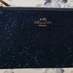 Coach Navy Blue Glitter Star Wristlet